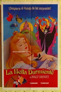 1s910 SLEEPING BEAUTY Spanish/U.S. 1sh R70s Walt Disney cartoon fairy tale fantasy classic!
