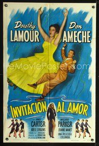 1s911 SLIGHTLY FRENCH Spanish/U.S. 1sh '48 image of pretty Dorothy Lamour & Don Ameche falling in air!