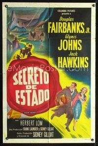 1s923 STATE SECRET Spanish/U.S. 1sh '50 Douglas Fairbanks Jr. & Glynis Johns in The Great Man-Hunt!
