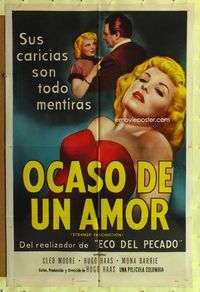 1s927 STRANGE FASCINATION Spanish/U.S. 1sh '52 Hugo Haas couldn't leave sexy bad girl Cleo Moore alone!
