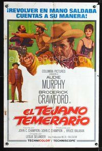 1s944 TEXICAN Spanish/U.S. 1sh '66 cowboy Audie Murphy is the Texican, Crawford, sexy Diana Lorys!