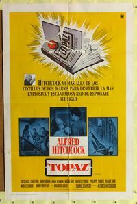 1s961 TOPAZ Spanish/U.S. without beards style 1sh '69 Alfred Hitchcock, spy scandal of the century!