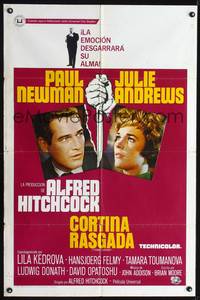 1s962 TORN CURTAIN Spanish/U.S. 1sh '66 Paul Newman, Julie Andrews, Alfred Hitchcock tears you apart!