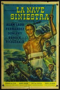 1s969 TWO YEARS BEFORE THE MAST Spanish/U.S. style A 1sh '45 Alan Ladd, Brian Donlevy, William Bendix!