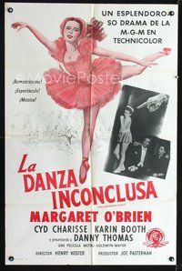 1s974 UNFINISHED DANCE Spanish/U.S. 1sh '47 great artwork of pretty young ballerina Margaret O'Brien!