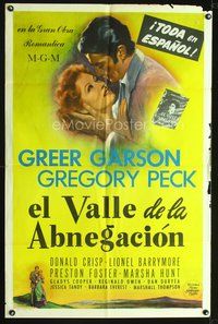 1s977 VALLEY OF DECISION Spanish/U.S. 1sh '45 pretty Greer Garson romanced by Gregory Peck!