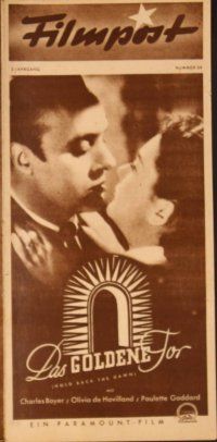 1t173 HOLD BACK THE DAWN German Filmpost programm '46 Charles Boyer loves Goddard & de Havilland!