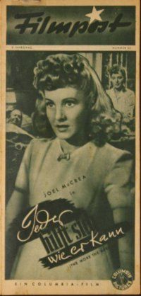 1t188 MORE THE MERRIER German Filmpost programm '47 sexy Jean Arthur, Joel McCrea, Charles Coburn
