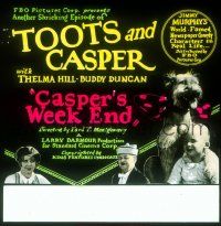 1t108 CASPER'S WEEK END glass slide '28 Thelma Hill, Buddy Duncan, cute baby Cullen Johnson & dog!