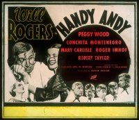 1t113 HANDY ANDY glass slide '34 Will Rogers is a small town druggist whose wife wants better!