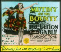 1t126 MUTINY ON THE BOUNTY glass slide '35 artwork of sexy barely-dressed Movita by ship!