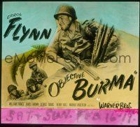 1t131 OBJECTIVE BURMA glass slide '45 cool close up of World War II soldier Errol Flynn!