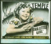 1t132 OUR LITTLE GIRL glass slide '35 super close up of cute smiling Shirley Temple!