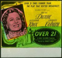 1t134 OVER 21 glass slide '45 Irene Dunne, Charles Coburn, Broadway's gay stage hit!