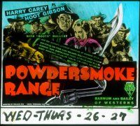 1t139 POWDERSMOKE RANGE glass slide '35 Harry Carey, Hoot Gibson, Boots Mallory,art of top cowboys
