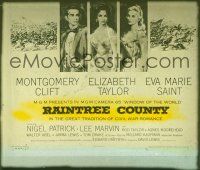 1t143 RAINTREE COUNTY glass slide '57 art of Montgomery Clift, Elizabeth Taylor & Eva Marie Saint!