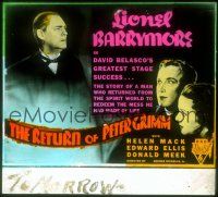 1t145 RETURN OF PETER GRIMM glass slide '35 Lionel Barrymore returns from the dead as a spirit!