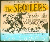 1t150 SPOILERS glass slide '56 Anne Baxter, Jeff Chandler, Rory Calhoun, cool brawl artwork!
