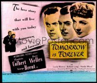 1t153 TOMORROW IS FOREVER glass slide '45 Orson Welles, Claudette Colbert & George Brent!