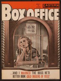 1t044 BOX OFFICE exhibitor magazine July 6, 1933 eastern edition, Universal's 5 greatest serials!