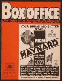 1t037 BOX OFFICE exhibitor magazine March 23, 1933 Ken Maynard, your bread and butter star!