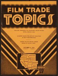 1t047 FILM TRADE TOPICS exhibitor magazine October 13, 1931 great cartoon image of Betty Boop!
