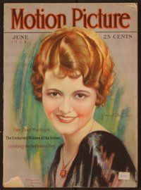 1t096 MOTION PICTURE magazine June 1928 wonderful art portrait of Janet Gaynor by Marland Stone!