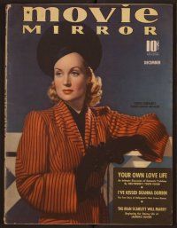 1t091 MOVIE MIRROR magazine December 1939 portrait of beautiful Carole Lombard by Paul Duval!