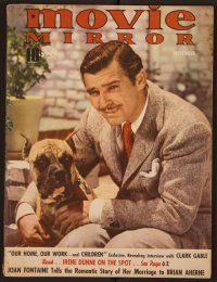 1t090 MOVIE MIRROR magazine November 1939 Clark Gable with his Boxer dog by Paul Duval!
