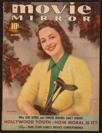 1t089 MOVIE MIRROR magazine October 1939 Olivia De Havilland with golf clubs by Hurrell!