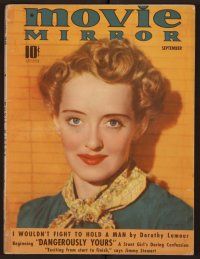 1t088 MOVIE MIRROR magazine September 1939 great smiling portrait of Bette Davis by Paul Duval!
