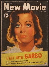 1t099 NEW MOVIE MAGAZINE magazine April 1934 artwork portrait of Joan Crawford by Clark Moore!