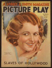 1t100 PICTURE PLAY magazine April 1931 art portrait of pretty Janet Gaynor by Modest Stein!