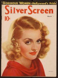 1t070 SILVER SCREEN magazine March 1939, wonderful art portrait of Bette Davis by Marland Stone!