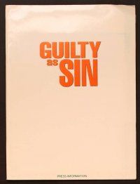 1t225 GUILTY AS SIN presskit '93 Rebecca De Mornay, Don Johnson, directed by Sidney Lumet!