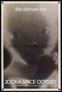 1v021 2001: A SPACE ODYSSEY teaser 1sh 1970 Stanley Kubrick, Keir Dullea, Gary Lockwell, star child!