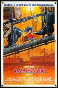 1v047 AMERICAN TAIL 1sh '86 Steven Spielberg, Don Bluth, art of Fievel the mouse by Drew Struzan!