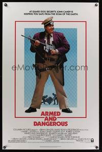 1v053 ARMED & DANGEROUS 1sh '86 great image of security guard John Candy keeping you safe!