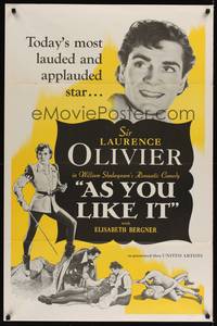 1v055 AS YOU LIKE IT 1sh R49 Sir Laurence Olivier in William Shakespeare's romantic comedy!