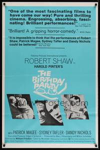 1v089 BIRTHDAY PARTY 1sh '68 directed by William Friedkin, Harold Pinter, Robert Shaw!