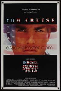 1v108 BORN ON THE FOURTH OF JULY 1sh '89 Oliver Stone, great patriotic image of Tom Cruise!