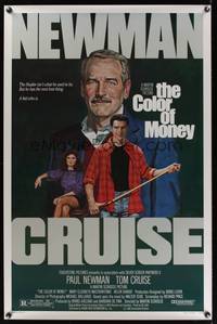 1v156 COLOR OF MONEY 1sh '86 Robert Tanenbaum artwork of Paul Newman & Tom Cruise playing pool!
