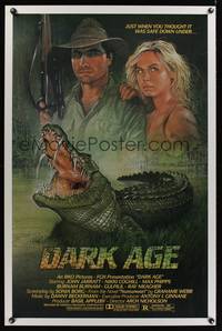 1v183 DARK AGE 1sh '87 John Jarratt, Nikki Coghill, Ernste art of crocodile horror down under!