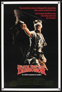1v193 DEATH BEFORE DISHONOR 1sh '86 cool image of soldier Fred Dryer in camo pointing gun!