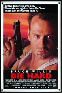 1v203 DIE HARD advance 1sh '88 Bruce Willis vs twelve terrorists, crime classic!