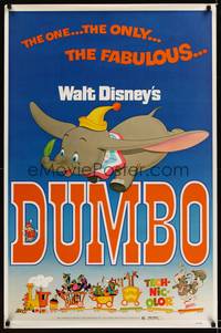 1v218 DUMBO 1sh R72 colorful art from Walt Disney circus elephant classic!