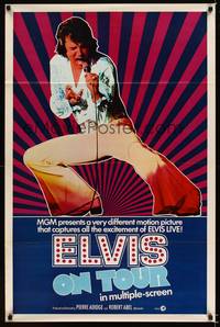1v224 ELVIS ON TOUR int'l 1sh '72 classic artwork of Elvis Presley singing into microphone!