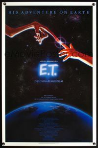 1v221 E.T. THE EXTRA TERRESTRIAL 1sh '82 Steven Spielberg classic, John Alvin art!