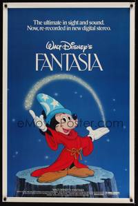 1v239 FANTASIA 1sh R82 great art of Mickey Mouse, Walt Disney musical cartoon classic!