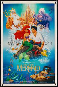 1v356 LITTLE MERMAID 1sh '89 Ariel, Flounder, Sebastian, Disney underwater cartoon!